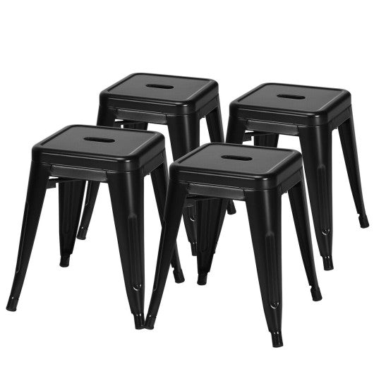 Costway 18" Black Height Backless Set of 4 Industrial Metal Stools