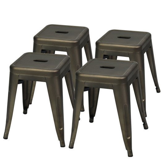 Costway 18" Gun Height Backless Set of 4 Industrial Metal Stools