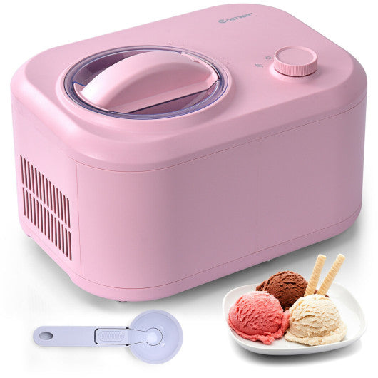 Costway 1.1 QT Pink Ice Cream Maker Automatic Frozen Dessert Machine with Spoon