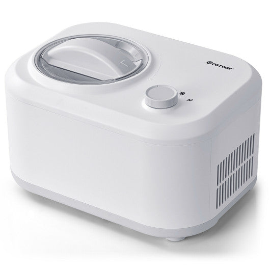 Costway 1.1 QT White Ice Cream Maker Automatic Frozen Dessert Machine with Spoon