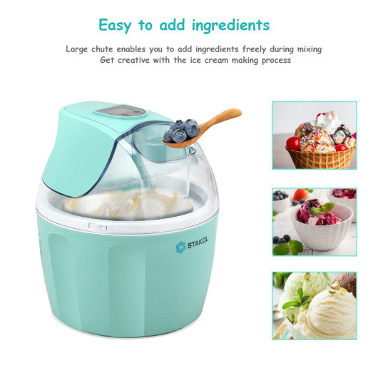 Costway 1.5 Quart Green Automatic Ice Cream Maker Freezer Dessert Machine