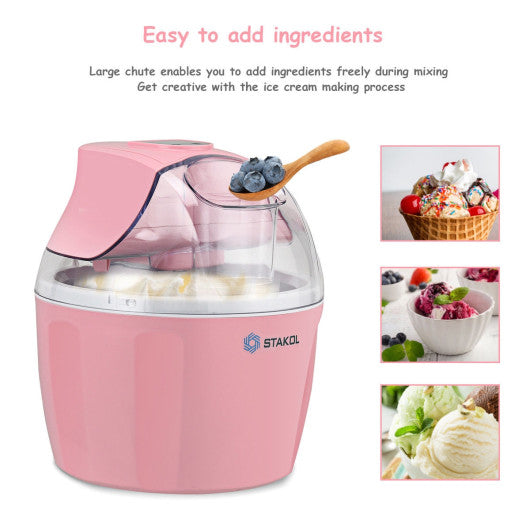 Costway 1.5 Quart Pink Automatic Ice Cream Maker Freezer Dessert Machine
