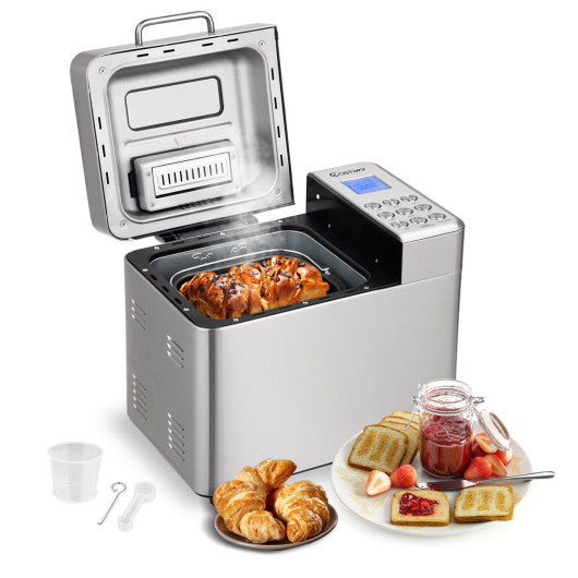 Costway 2 Lbs Stainless Steel Automatic Bread Maker Programmable Bread Machine