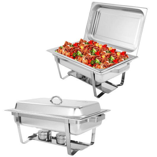 Costway 2 Packs Chafing 9 Quart Stainless Rectangular Chafer Buffet