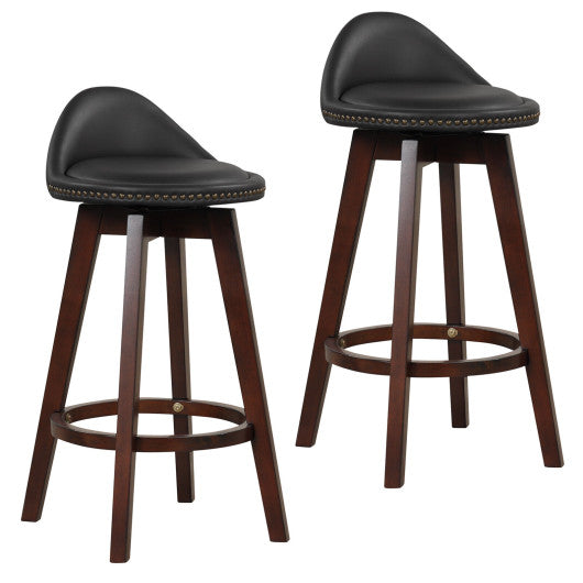Costway 2 Pieces Black Cushioned Swivel Bar Stool Set with Low Back