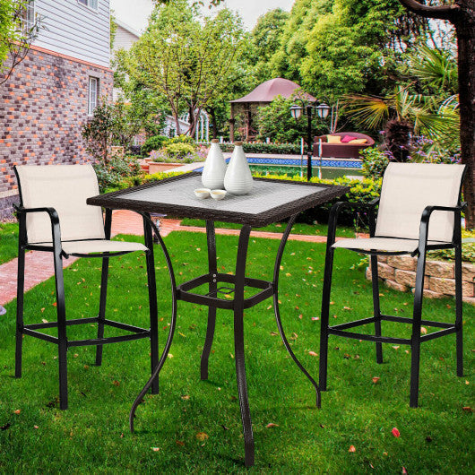 Costway 2 Pieces Counter Height Stool Chair Steel Frame Dining Bar Chair