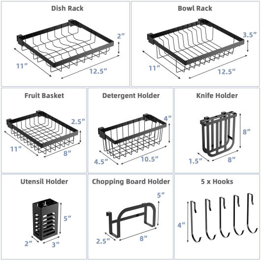 Costway 2 Tier Adjustable Over Sink Dish Drying Rack with 8 Hooks