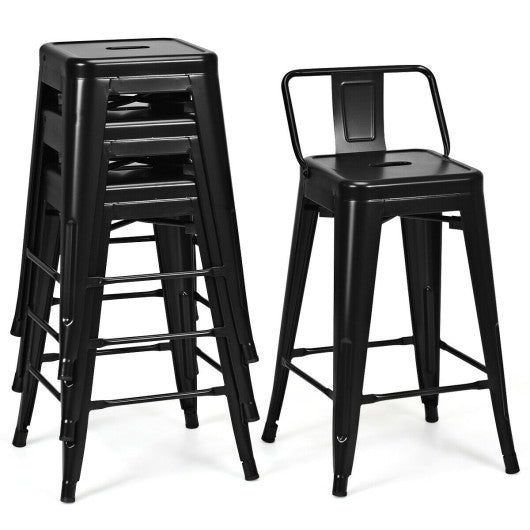 Costway 24" Set of 4 Black Cafe Side Chairs with Rubber Feet and Removable Back