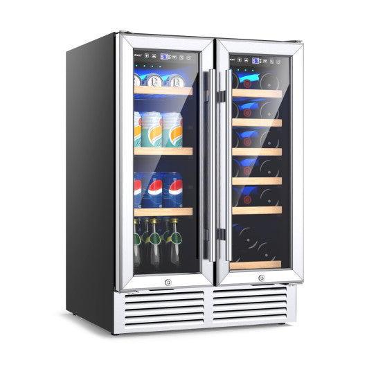 Costway 24" Silver Dual Zone Wine and Beverage Cooler