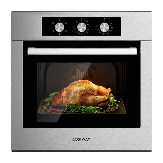 Costway 24" Silver Single Wall Oven 2.47 Cu. Ft with 5 Cooking Modes