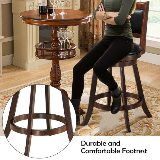 Costway 24" Wooden Upholstered Swivel Counter Height Stool Dining Chair