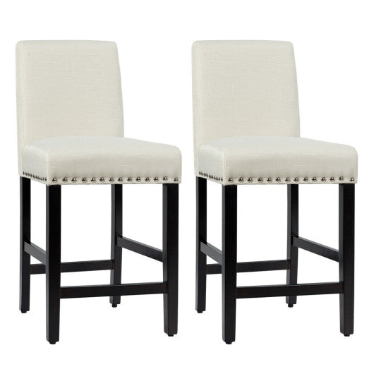 Costway 25" Beige Kitchen Chairs w/ Rubber Wood Legs