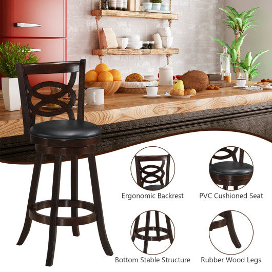 Costway 29" Counter Height Upholstered Espresso Swivel Dining Chair with Cushion Seat