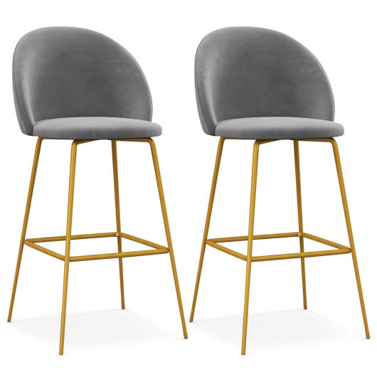 Costway 29" Gray Bar Stools Set of 2 with Padded Seats
