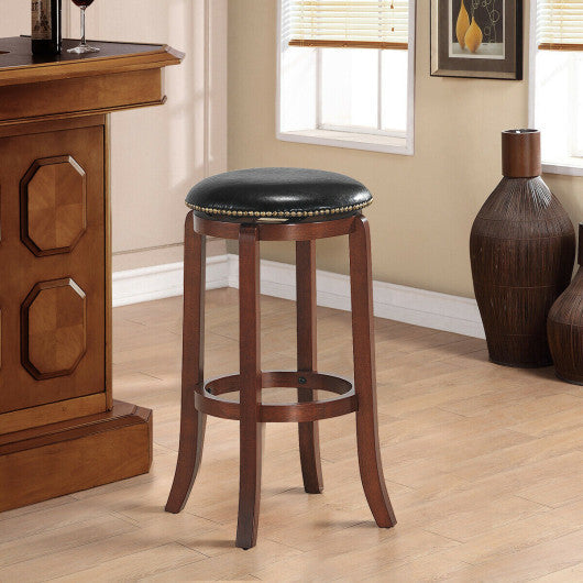 Costway 29" Set of 2 Leather Padded Backless Swivel Bar Stool