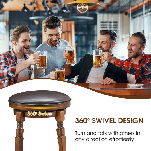 Costway 29" Set of 2 Swivel Leather Padded Dining Bar Stools
