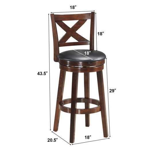 Costway 29" Swivel X-back Upholstered Counter Height Bar Stool with PVC Cushioned Seat
