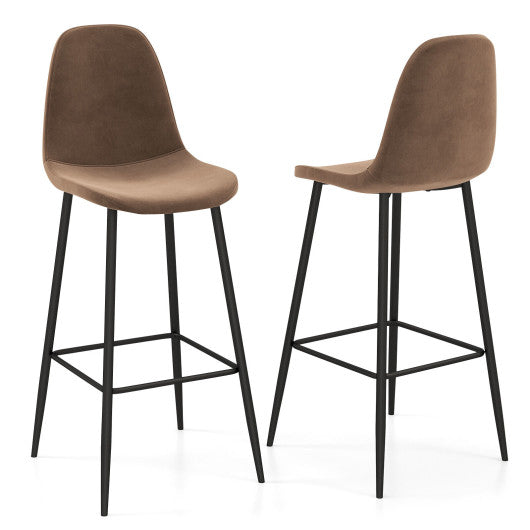 Costway 29.5" Set of 2 Brown High Back Bar Stools
