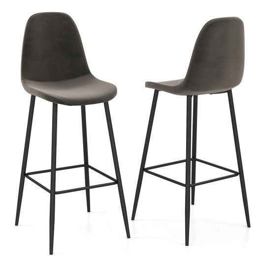 Costway 29.5" Set of 2 Dark Gray High Back Bar Stools