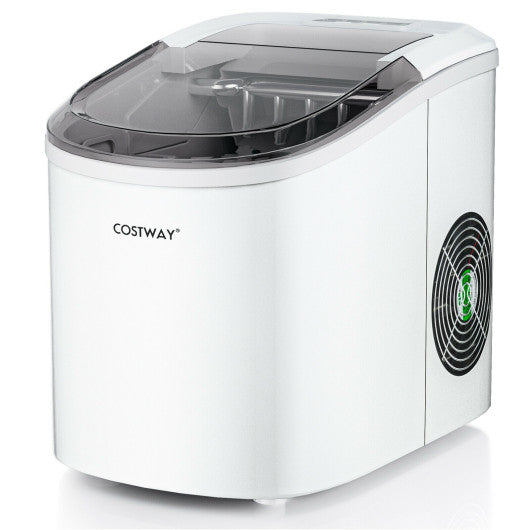 Costway 2.2 L White Portable Ice Cube Maker with Bullet Shaped Ice Cube