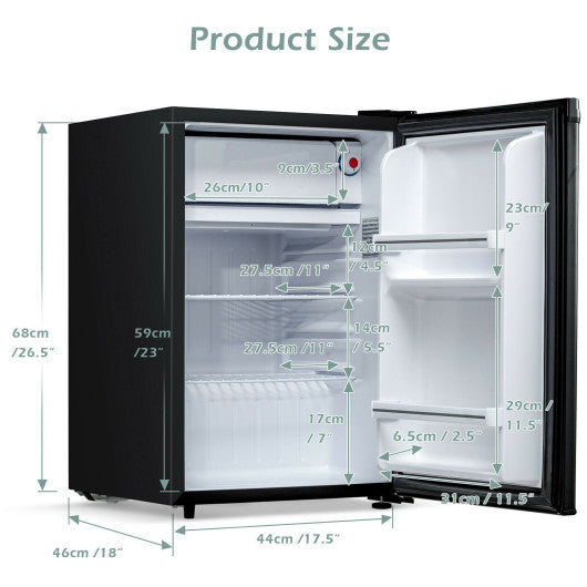 Costway 2.5 Cubic Feet Black Compact Single Door Refrigerator with Freezer