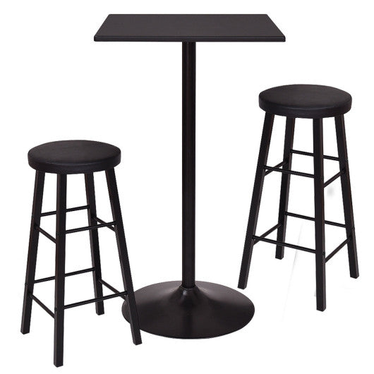 Costway 3 Pieces Bistro Pub Square Bar table & Stools Set