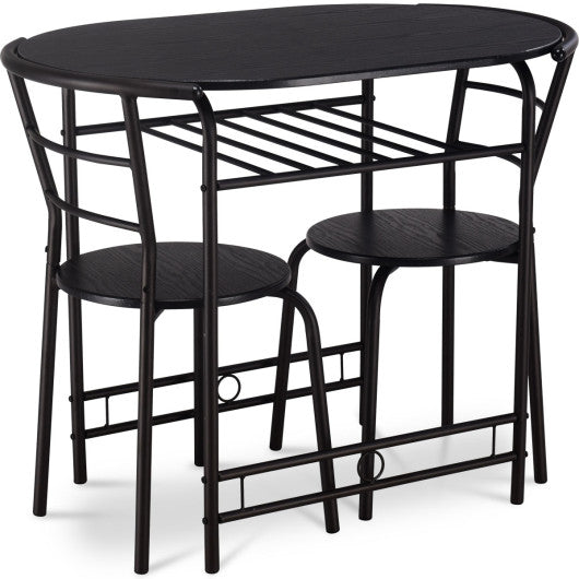 Costway 3 Pieces Black Dining Set Table and 2 Chairs Bistro Pub Furniture
