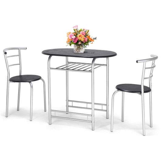 Costway 3 Pieces Black Home Bistro Table and 2 Chairs Dining Set