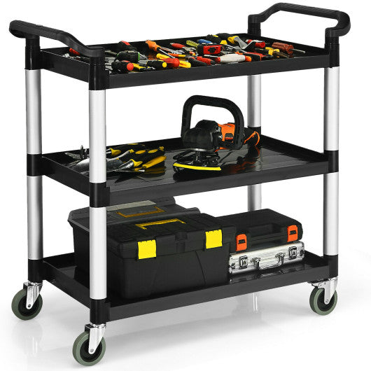 Costway 3-Shelf Utility Service Cart Aluminum Frame 490lbs Capacity with Casters