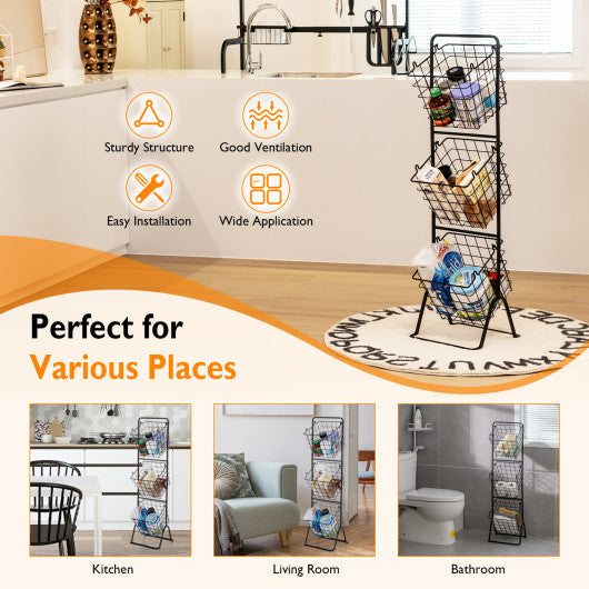 Costway 3-Tier Fruit Basket Stand with Adjustable Heights