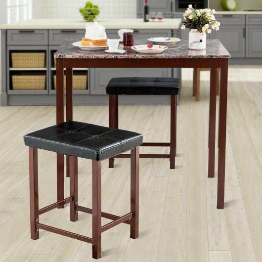 Costway 3 pcs Counter Height Faux Marble Dining Set