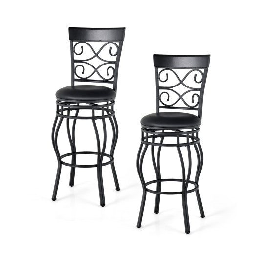 Costway 30" Set of 2 Black Bar Stool with Backrest and Footrest