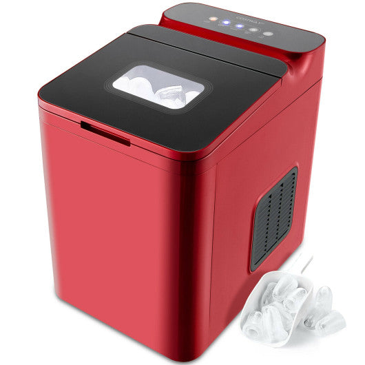 Costway 33 lbs./24 H Red Ice Maker Machine with Scoop and Basket
