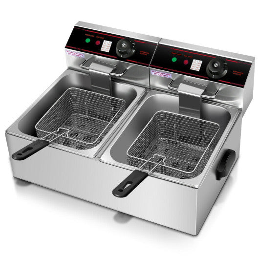 Costway 3400W Dual Tank Electric Countertop Deep Fryer
