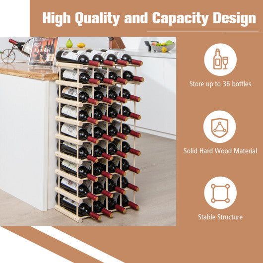 Costway 36-Bottle Wooden Wine Rack for Wine Cellar