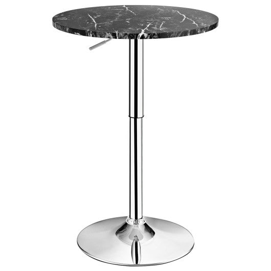 Costway 360° Black Swivel Cocktail Pub Table with Sliver Leg and Base