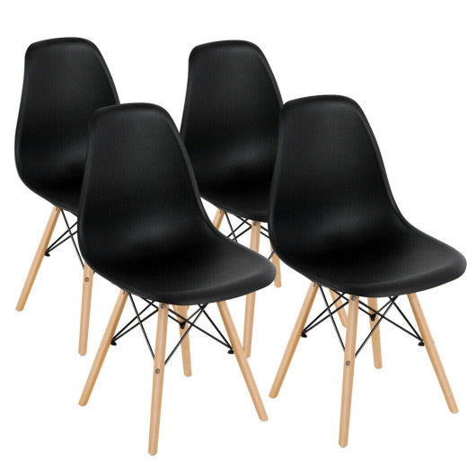Costway 4 Pieces Black Modern Armless Dining Chair Set with Wood Legs
