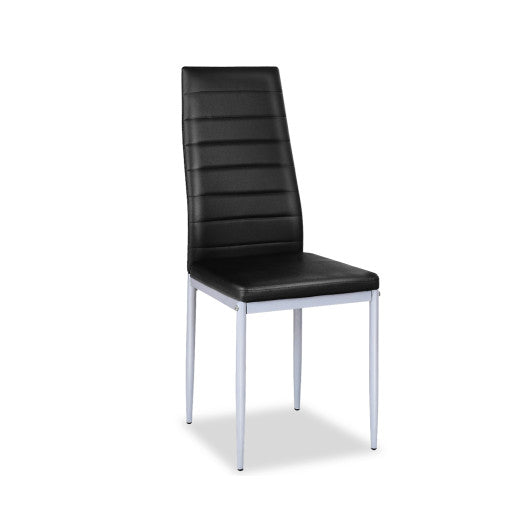 Costway 4 Pieces Black PVC Leather Dining Side Chairs Elegant Design