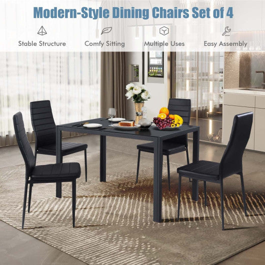 Costway 4 Pieces Modern Leather Dinning Chairs Set with Metal Frame