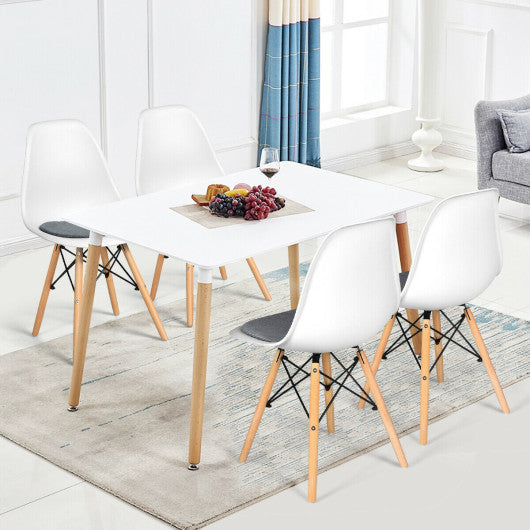 Costway 4 Pieces White Modern Mid Century Armless Side Chair with Linen Cushion and Wood Legs