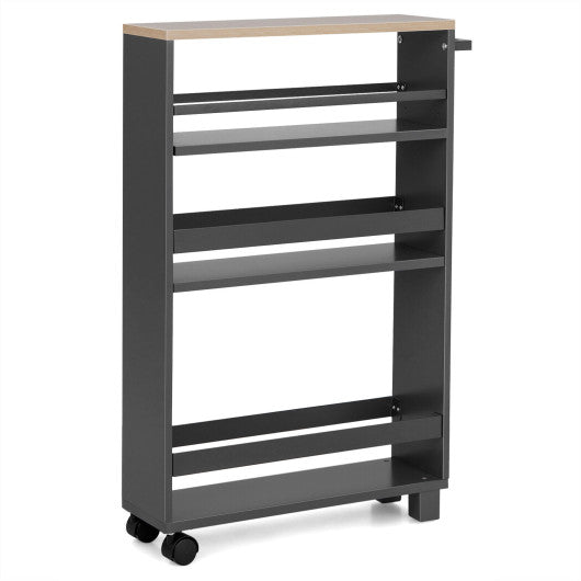 Costway 4-Tier Gray Slim Storage Kitchen Cart with Adjustable Shelves