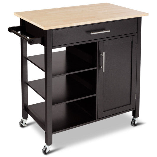 Costway 4-Tier Rolling Wood Kitchen Trolley Island Storage Cabinet