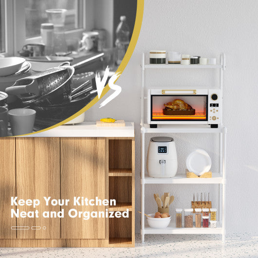 Costway 4-Tier White Kitchen Storage Baker Microwave Oven Rack Shelves