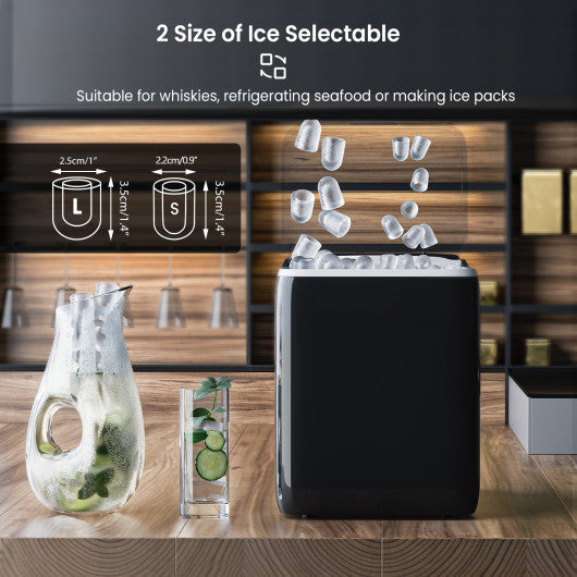 Costway 44 lbs Black Portable Countertop Ice Maker Machine with Scoop