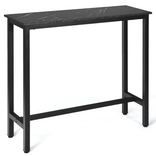 Costway 47" Black Pub Dining Bar Bistro Table with Marble Top