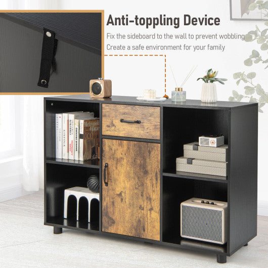 Costway 48" Industrial Buffet Sideboard with 4 Open Cubbies