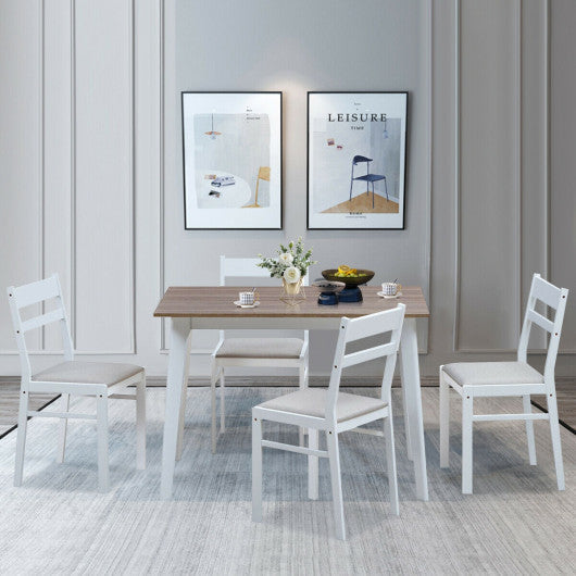 Costway 5 Piece Dining Set Table & 4 Chairs Wood Furniture Set