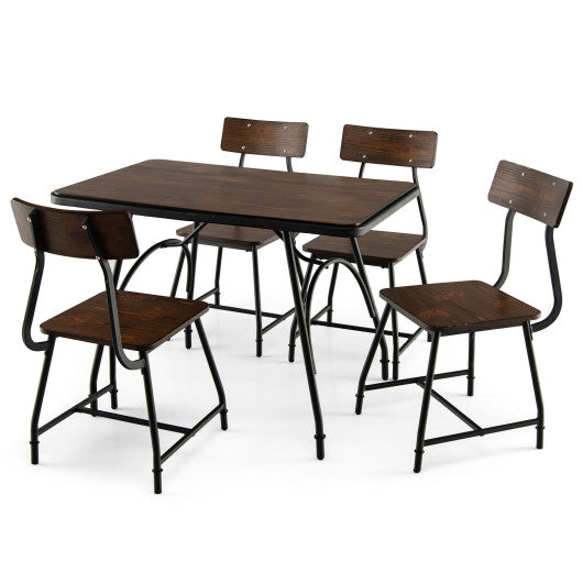 Costway 5 Piece Rectangular Dining Table Set with Metal Frame