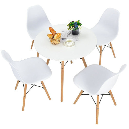 Costway 5 Pieces White Table Set With Solid Wood Leg For Dining Room