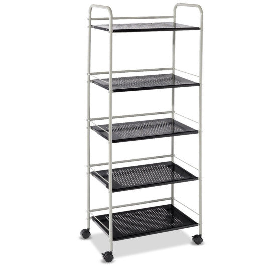 Costway 5-Tier Kitchen Rolling Utility Microwave Rack Cart with Lockable Casters
